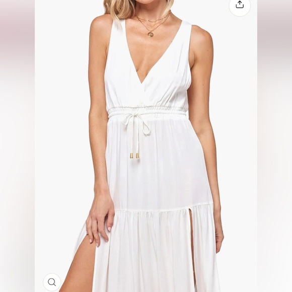 NWT LSPACE Emma Maxi Boho Lightweight Slit Summer Beach Coverup Dress Size Large - Picture 2 of 16